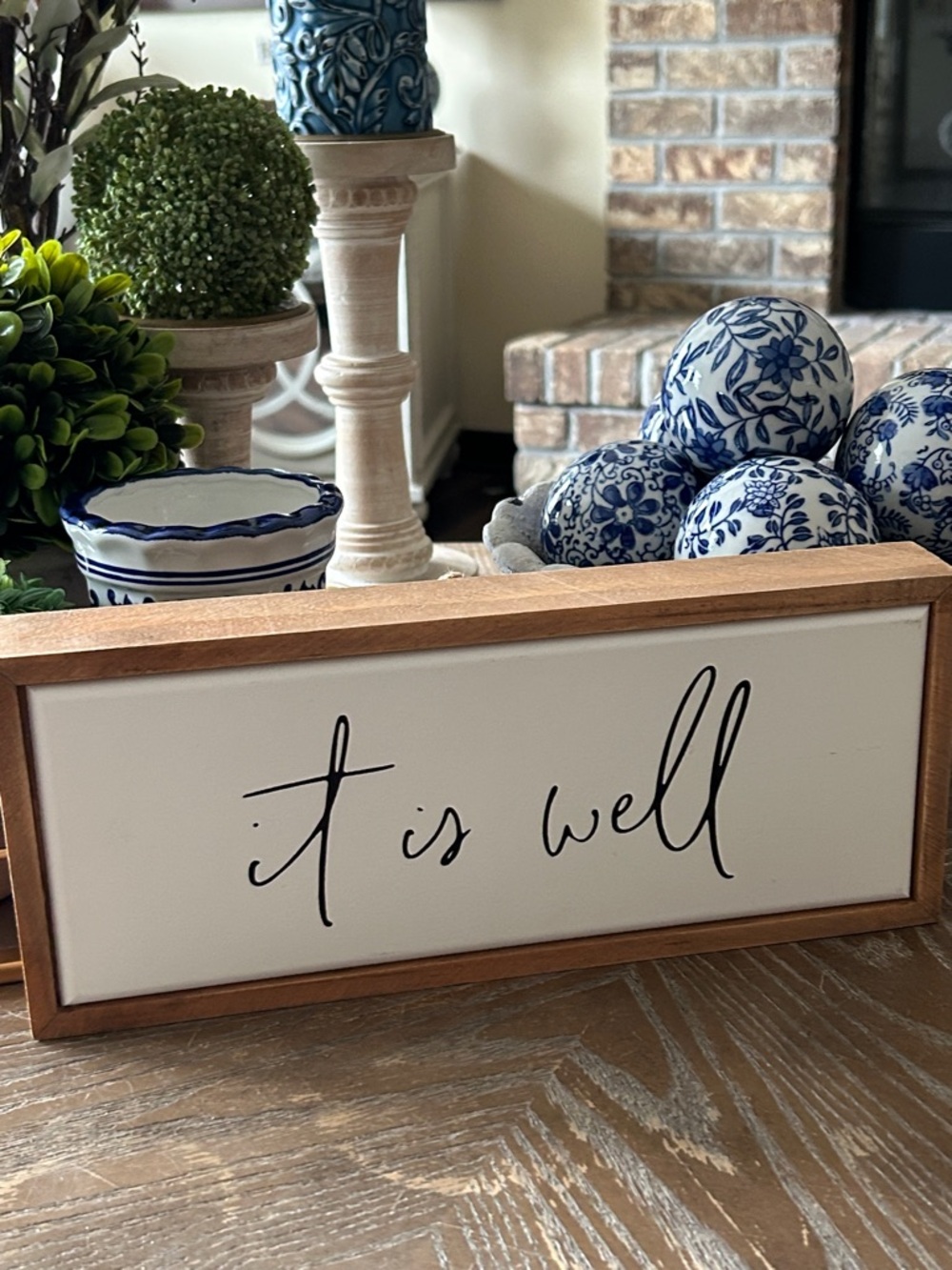 NEW! Bohemian Cottage Rustic Wood Frame It Is Well Sign - Picture 2 of 5